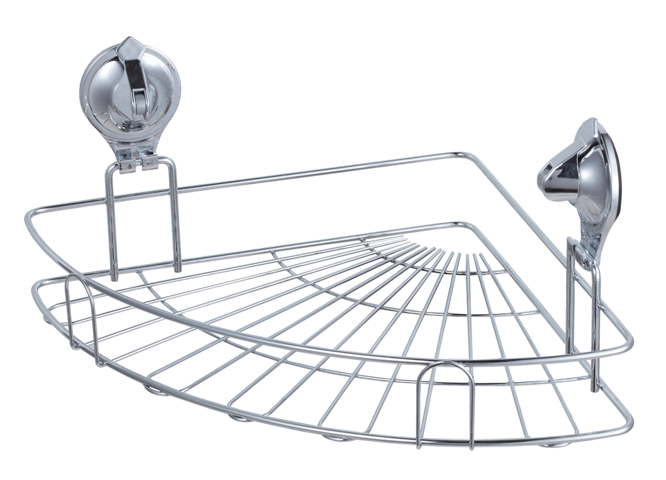 Wall Mounted Metal Wire Rack with Suction Easy Install Bathroom Corner Shelf Shower Caddy