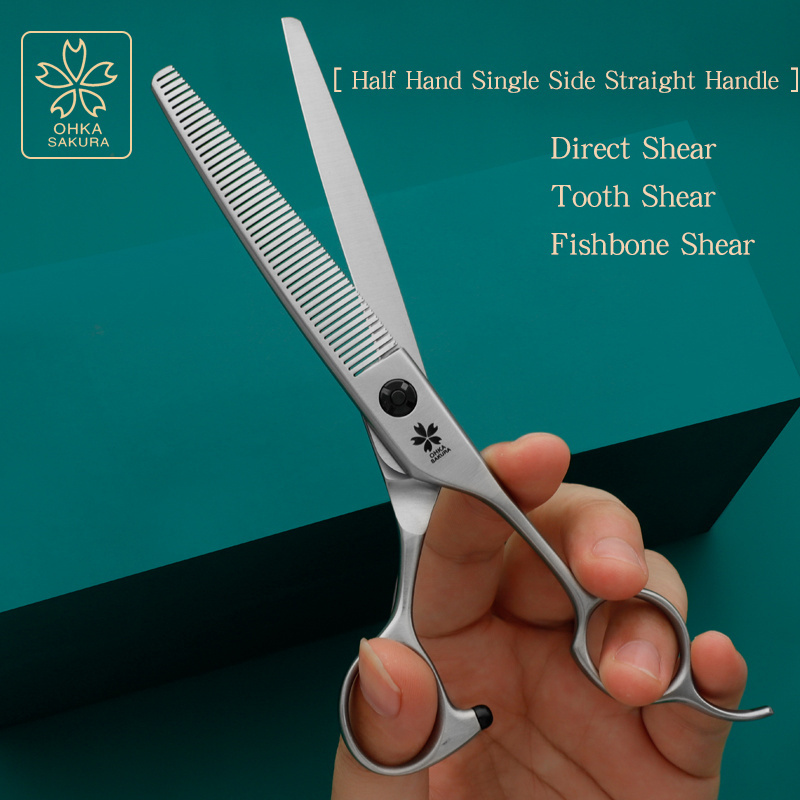 Professional pet scissors direct shear curved tooth thin Scissors Set dog hair cutting tools beautician scissor