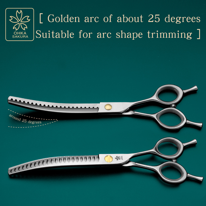 Refinement curved fishbone pet grooming thinning scissors 7inch curved fish bone scissors dog trimming shears pet styling tools