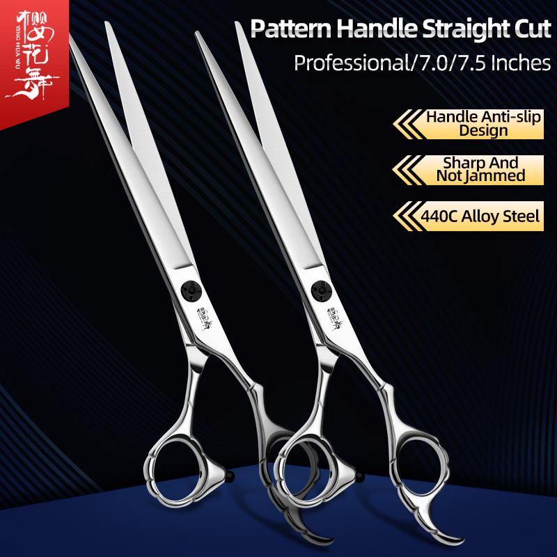 Personalized hand-type straight cut pet grooming shears tire-shaped handle trimming shears dog shaving shears