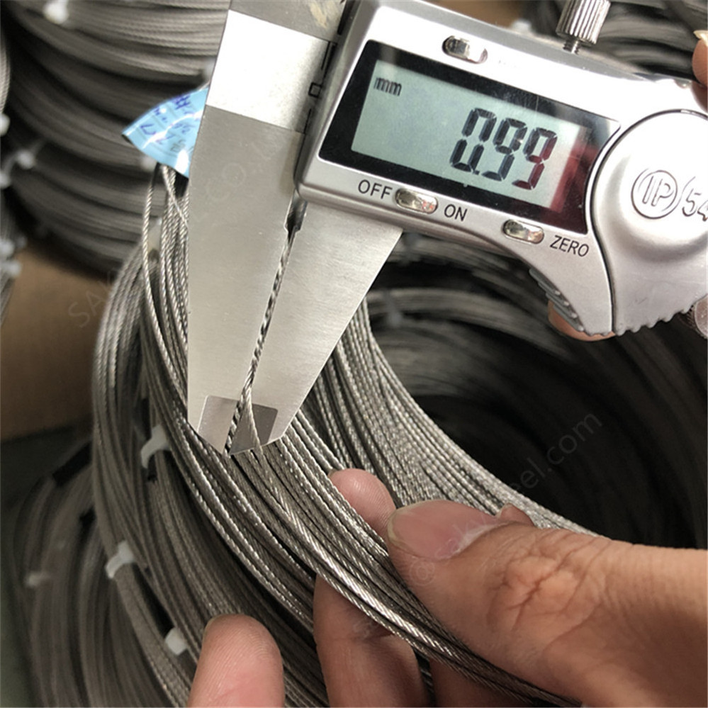 1mm 1.5mm 2mm 3mm 4mm 5mm 6mm 7mm 8mm 9mm 10mm AISI SUS 304 316 stainless steel wire rope