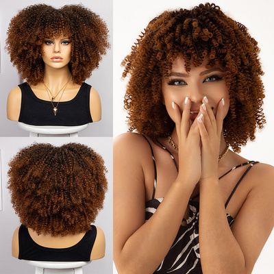 Wholesale Best Selling Wigs Hair Products Short Synthetic Popular Afro Cheap With Bangs Afro Kinky Curly Wigs For Black Women BestSuppliers