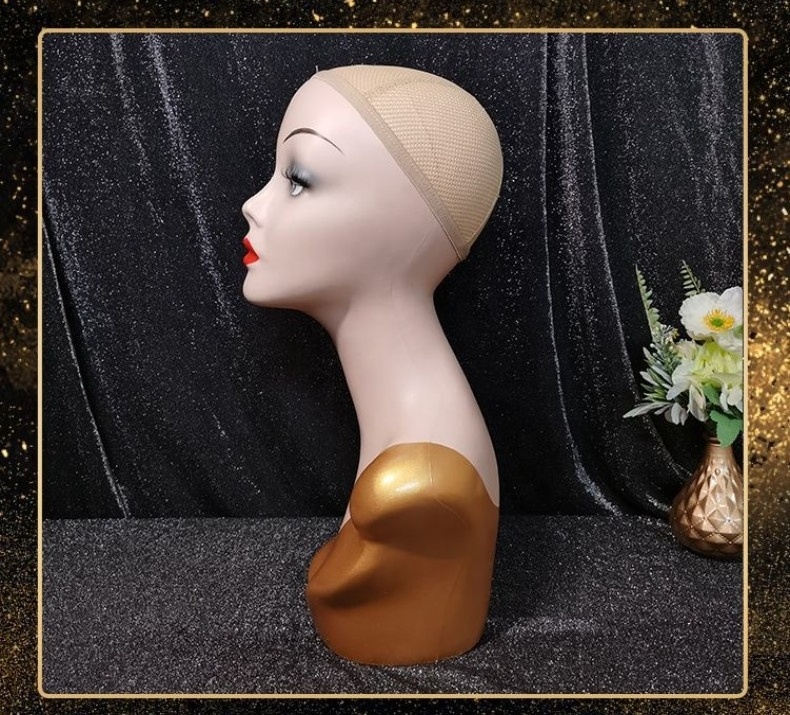 Realistic Female Head Mannequin Big Bald Half Body Cheap Cloth Pretty Advance Mannequin Head Display Without Hair For Makeup