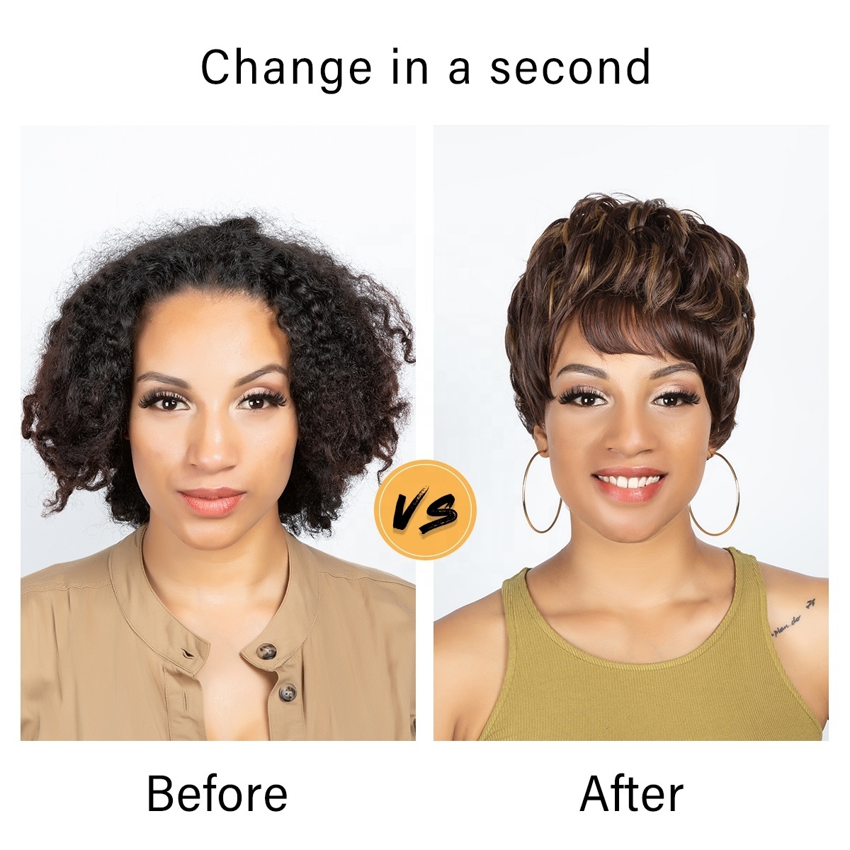 Wholesale Cheap Curly Pixie Cut Full Lace Wigs Short Hair Natural Premium Synthetic Lace Wig Hair Products For Black Women