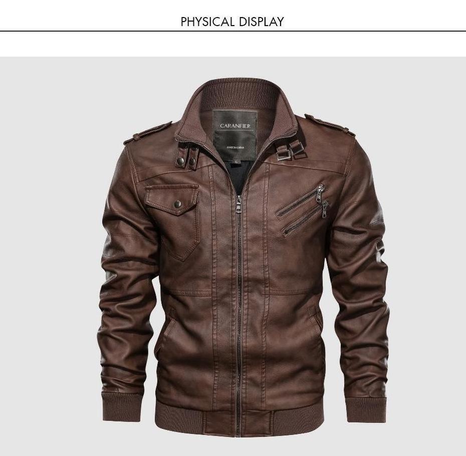 OEM Custom Design New Causal Vintage Leather Jacket Coat Men Spring Outfit Design Motor Biker Pocket PU Leather Jacket Men