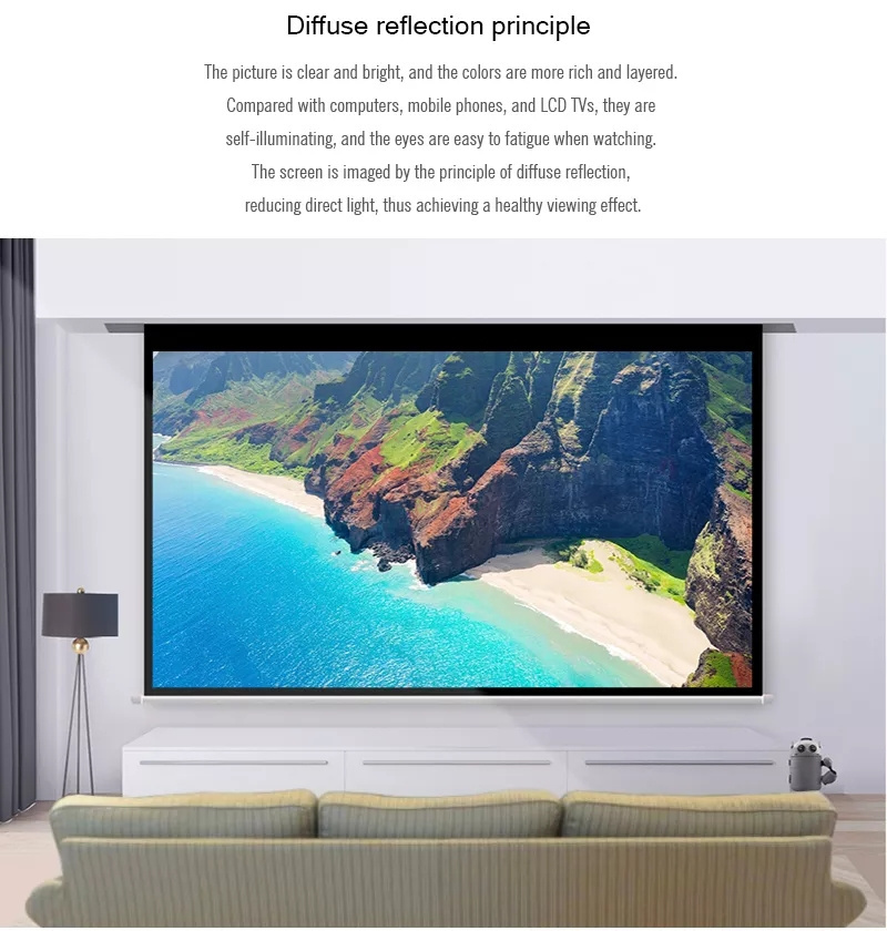 Hot Selling Electric Projection Screen 100 Inch Motor Remote Control Drop Down Wall Hanging Projector Screen