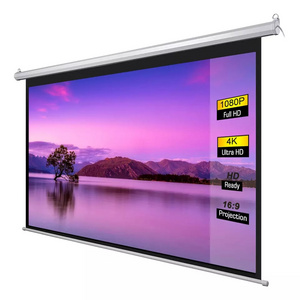 Hot Selling Electric Projection Screen 100 Inch Motor Remote Control Drop Down Wall Hanging Projector Screen