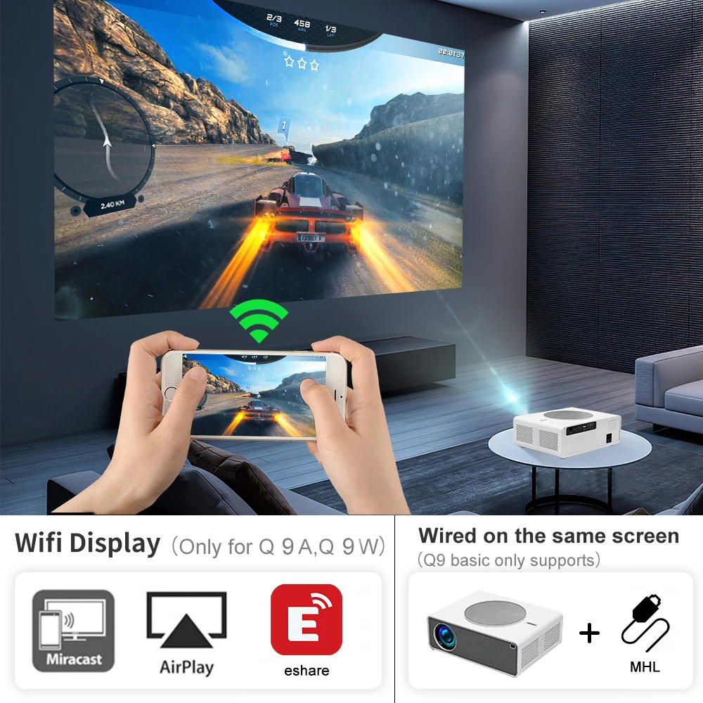 Salange Q10 Projector Full HD 1080P Led Projector Android 6500 Lumens for Home Theater Projectors Wifi HDMI USB Beamer Support