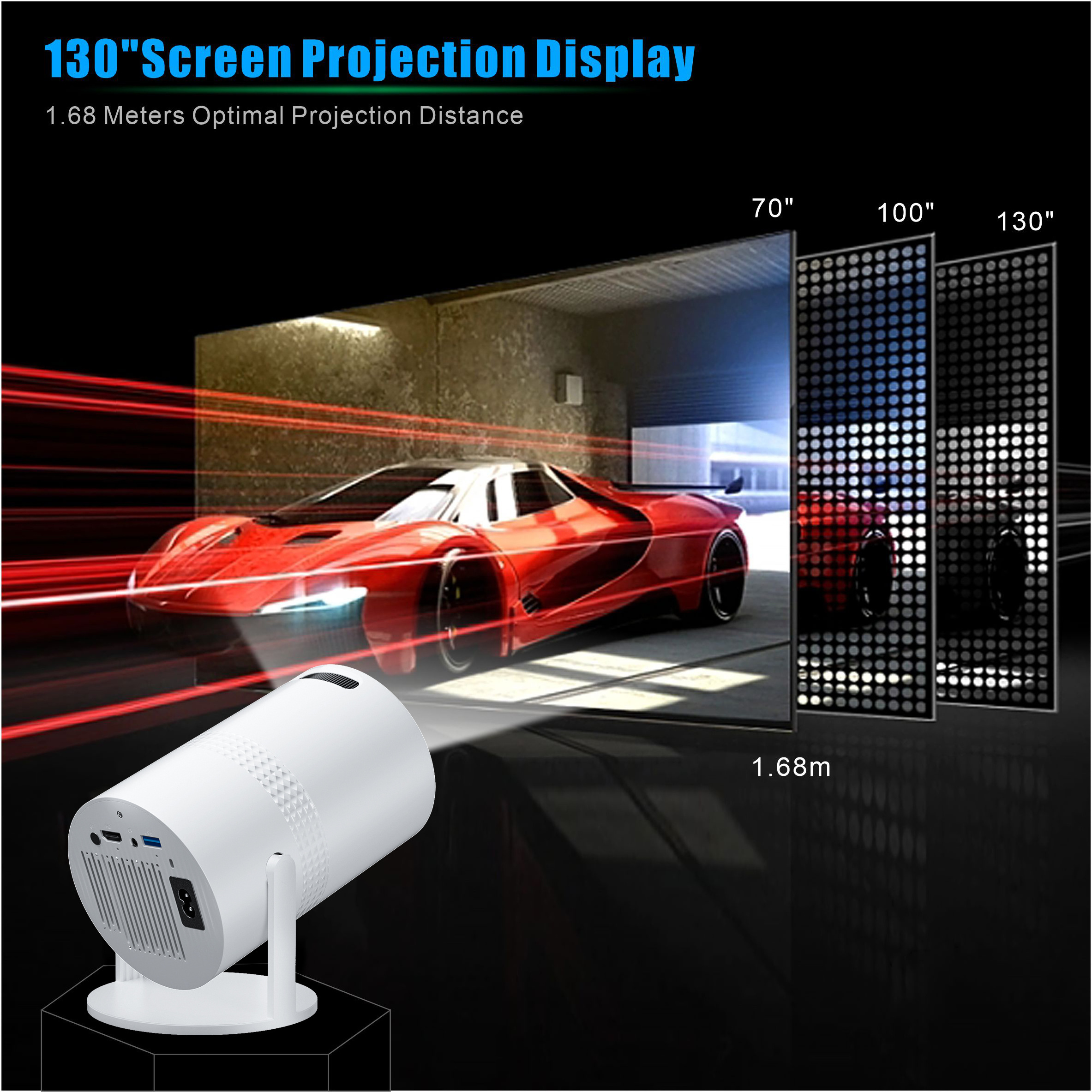 Salange LED Projector Android 11 4K 1280*720P P300 Dual Wifi 200ANSI 180 flexible BT Cinema Outdoor Portable Mini Projetor