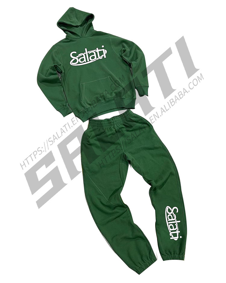 Customized streetwear track suit set heavyweight blank print sweat suit pullover fleece logo men jogging sportswear tracksuit