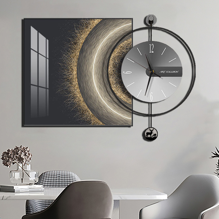 Modern wall clock, luxury creative personality wall clock decorative painting, crystal porcelain clock wall