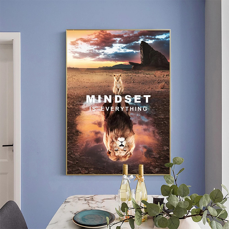 Home Living Room Decor Hd Prints Animal Inspirational Poster Prints Wall Art Big Little Lions Canvas Paintings Pictures