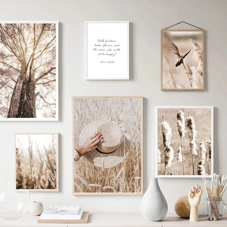 Nordic Modern Landscape Paintings Wheat Withered Tree Dandelion Canyon Posters And Prints Wall Art Canvas Painting