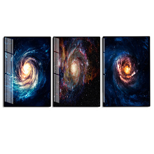 Welfare Galaxy outer space canvas painting Black hole wall art Planet poster Modern style crystal porcelain painting