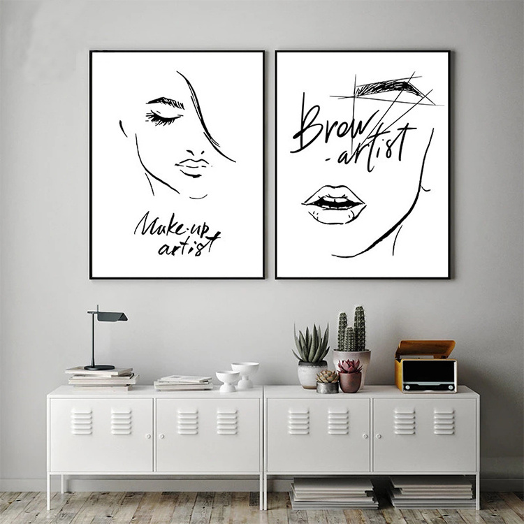 Lips eyelashes poster printing painting wall pictures fashion line art canvas art home decor painting