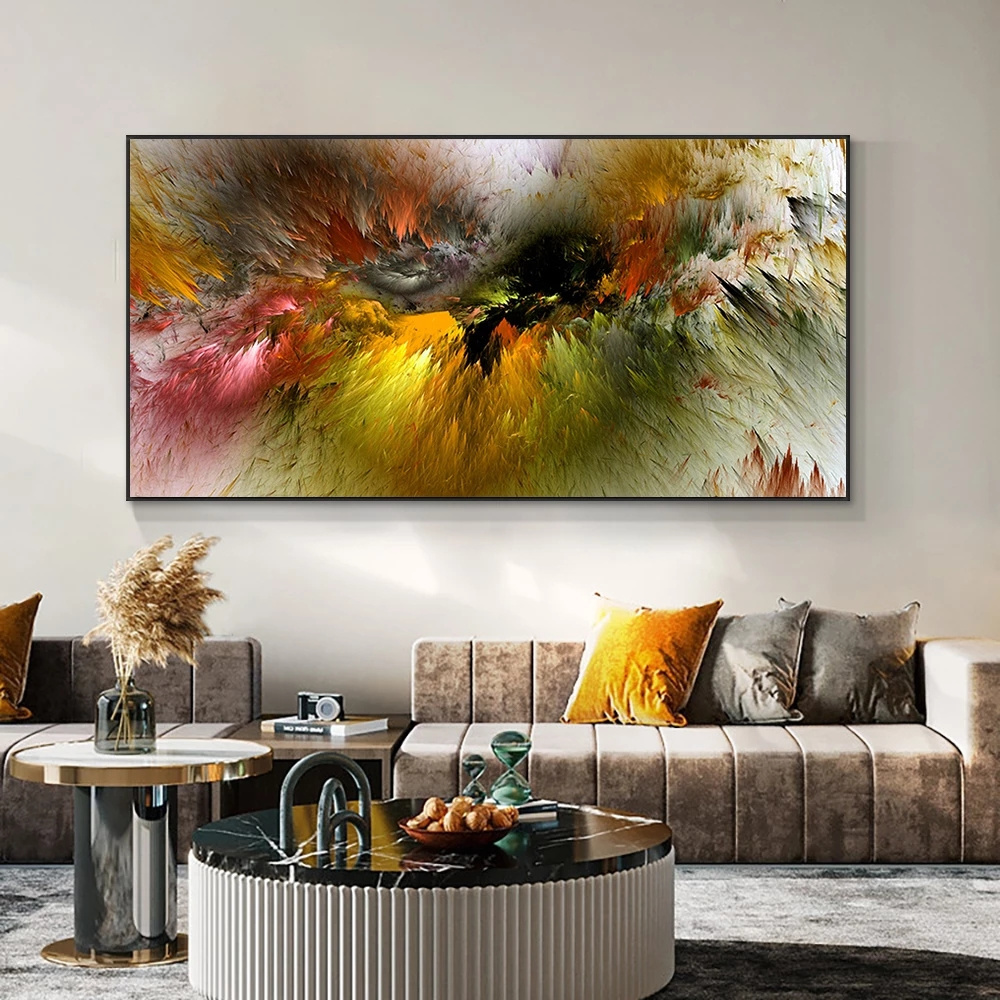 Grey Yellow Cloud Abstract Art Oil Painting Posters And Prints on Canvas Modern Art Independe Wall Picture Canvas Painting