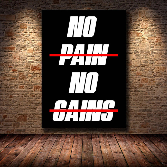 Poster Wall Art The Office Decoration No Pain No Gain Motivational Posters Art Work Paintings Wall Decor Prints Canvas Paintings