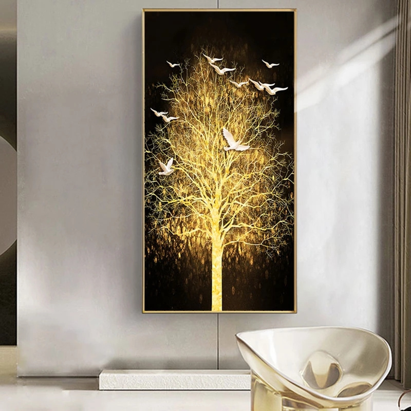 Nordic Canvas Painting Abstract Living Room Golden Art Wall Pictures Print Bedroom Dinning Room Home Decor Unframed Poster Art