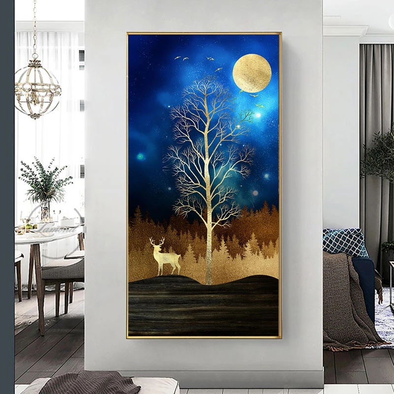 Nordic Canvas Painting Abstract Living Room Golden Art Wall Pictures Print Bedroom Dinning Room Home Decor Unframed Poster Art