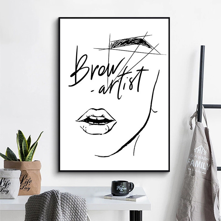 Lips eyelashes poster printing painting wall pictures fashion line art canvas art home decor painting