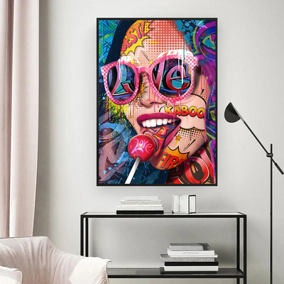 Graffiti Abstract Cool Girl Wall Art Poster Modern Pop Sexy Woman Canvas Painting Living Room Bedroom Home Decor Mural Picture