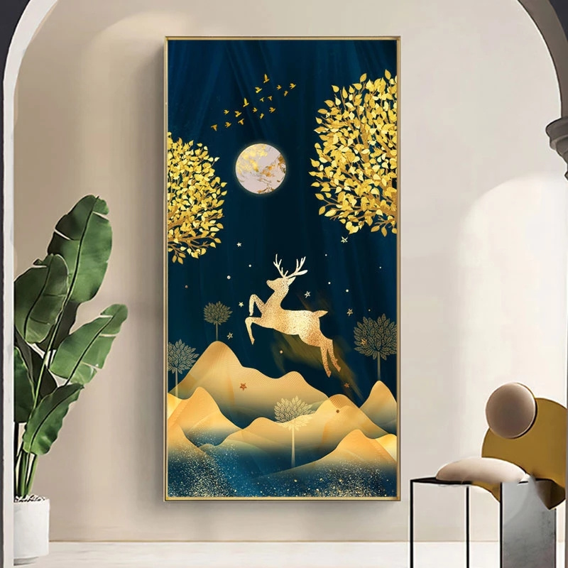 Nordic Canvas Painting Abstract Living Room Golden Art Wall Pictures Print Bedroom Dinning Room Home Decor Unframed Poster Art