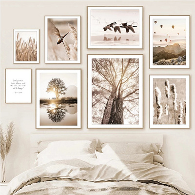 Nordic Modern Landscape Paintings Wheat Withered Tree Dandelion Canyon Posters And Prints Wall Art Canvas Painting