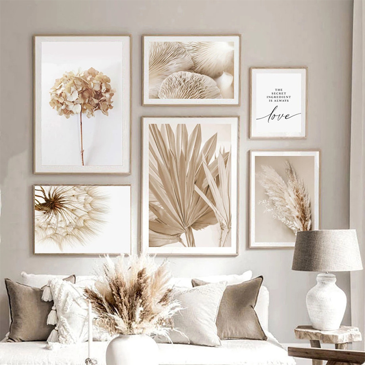 Modern Botanical Landscape Wall Art Posters Prints Bunny Tail Grass Reed Dandelion Flower Natural Art Painting