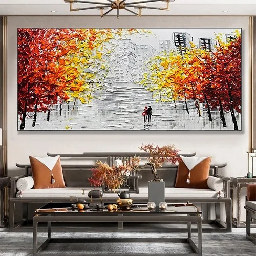 Abstract Rain City canvas City landscape Acrylic painting living room wall Art Home decoration 100% hand painting