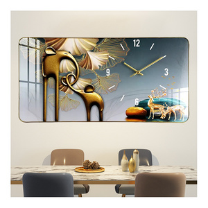 Simple and creative metal decorative painting wall clock living room dining room wall decoration iron clock wall painting