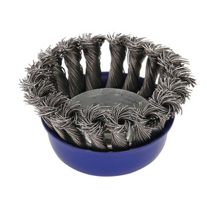 SALI-Twisted Wire Cup Brush knotted high tensile carbon steel 4Inch 100mm  wire thickness 0.5mm Removing stain rust paint