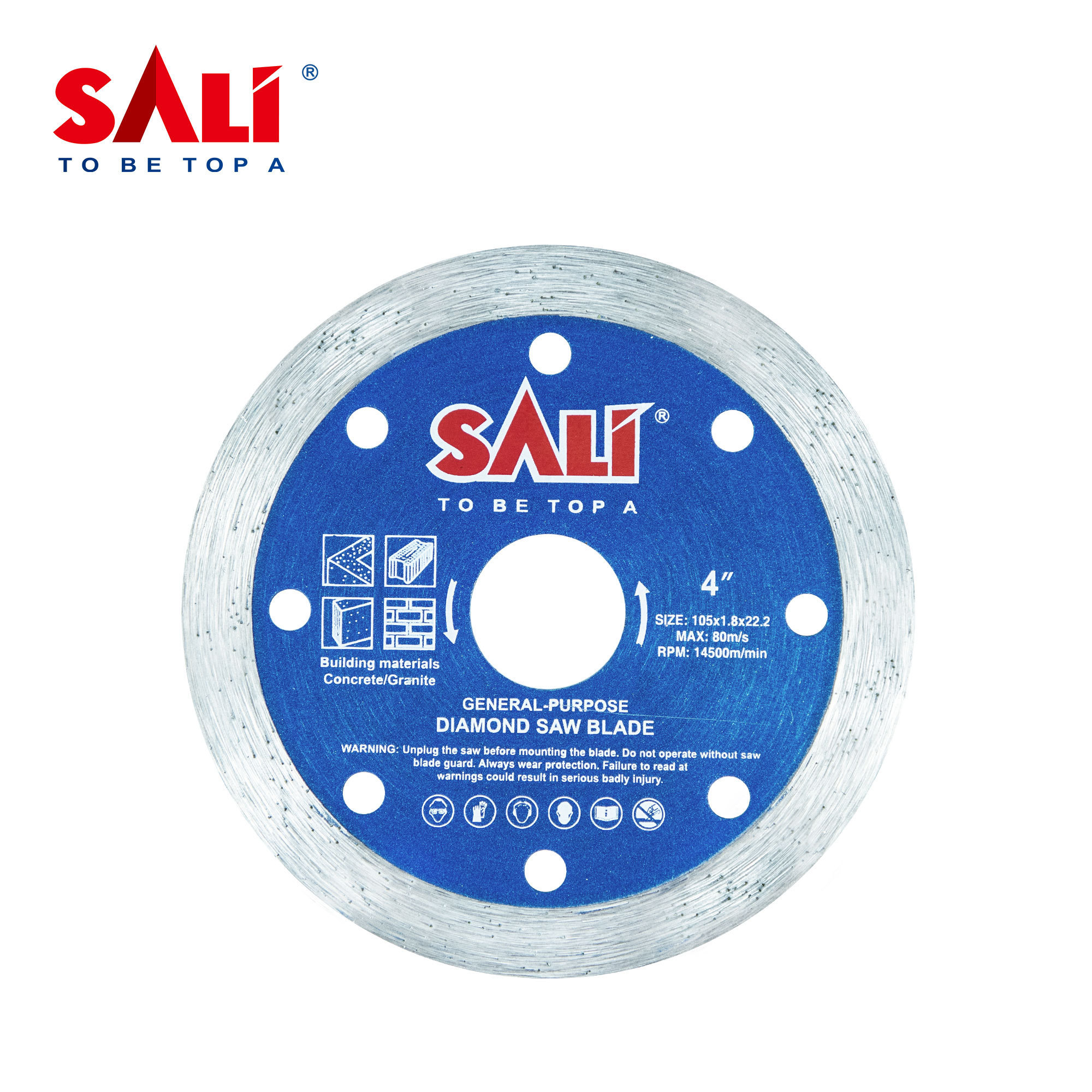 SALI brand high quality abrasive disc continuous rim diamond saw blade with OEM ISO9001