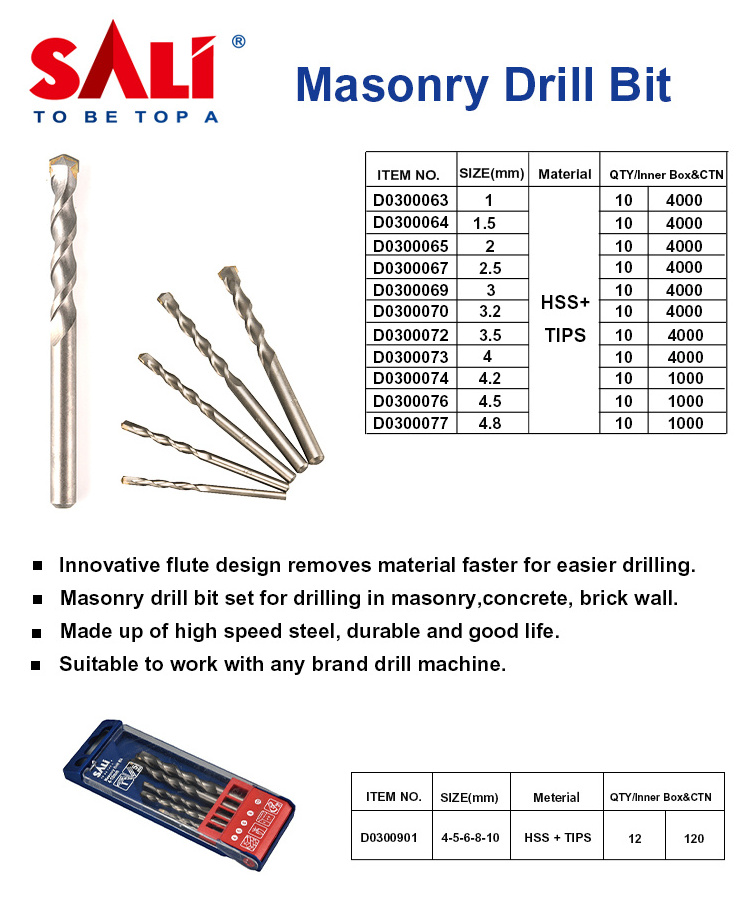 SALI  HSS  drill bit set (high speed steel) twisted Drill Bit high speed steel drill bit