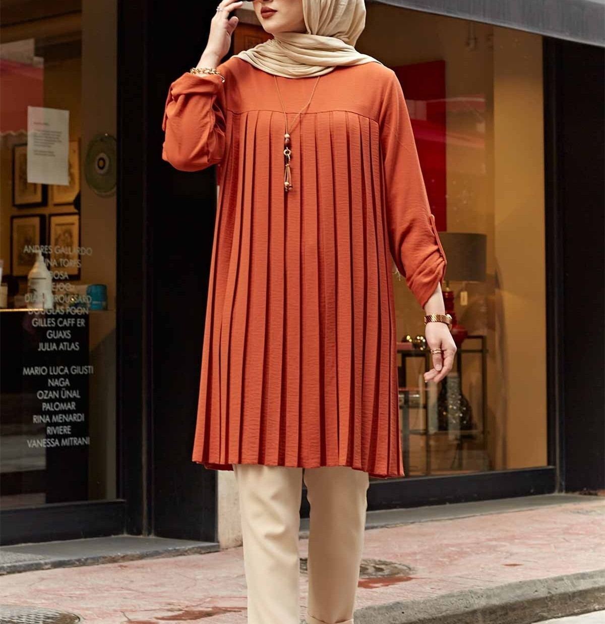 Hot Selling 5XL Muslim Top Multicolor Pleated Loose Islamic Clothing Women Modest Blouses Chiffon Long Shirts For Women Muslim