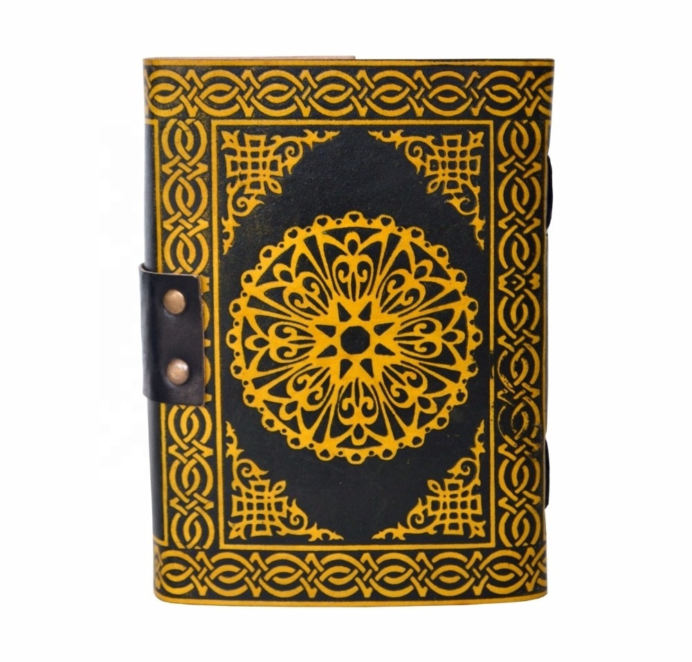 Hamsa Hand Sign Of Protection Leather Bound Book Of Shadow Celtic Embossed Personal Journal spiral notebook hamsa hand planner