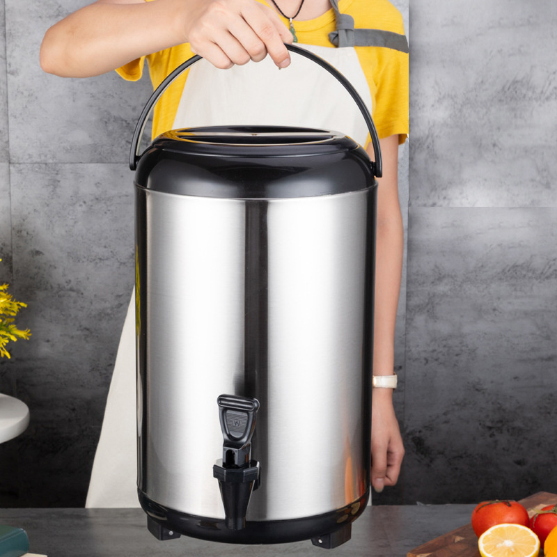 Kitchen new product stainless steel 304 milk tea thermos bucket 8/10/12L  coffee milk tea ice bucket Barrel