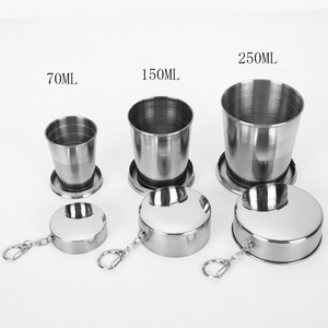 Salin kitchenware stainless steel outdoor coffee  water cup other drinkware cup foldable cup with keychain 304 70ML 150ML 250ML