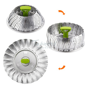 Steamer Basket Veggie Steamer Basket for Cooking Stainless Steel Folding Vegetable Insert with Extending Removable Center