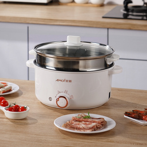 2024 Multi-function Electric Hot Pot Double Handle Non-stick Frying Pan with Steamer Cooking Pot