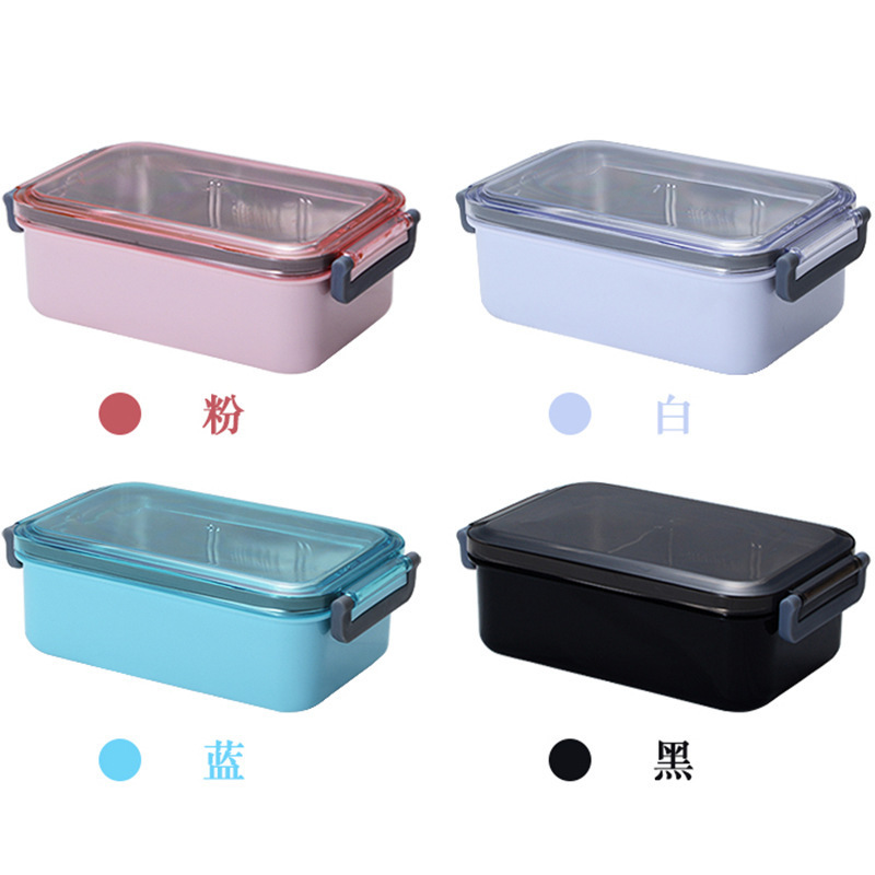 Plastic Food Container Lunch Box With 304 Stainless Steel Bento Tiffin Lunch Box Leak proof with Dividers Kids and Students