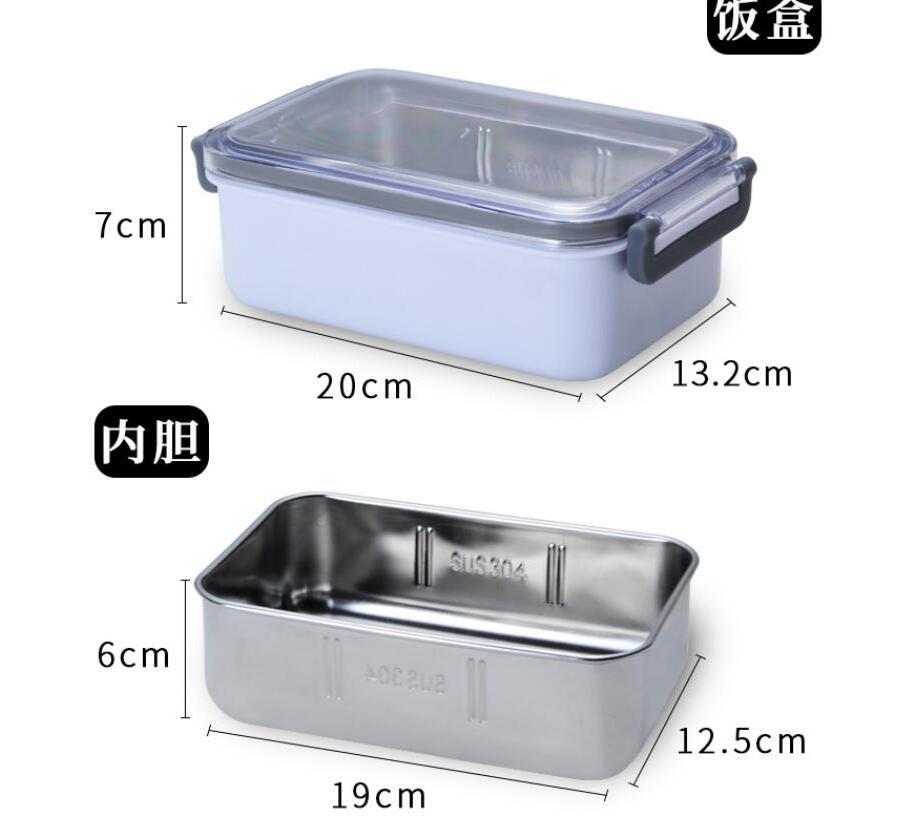 Plastic Food Container Lunch Box With 304 Stainless Steel Bento Tiffin Lunch Box Leak proof with Dividers Kids and Students