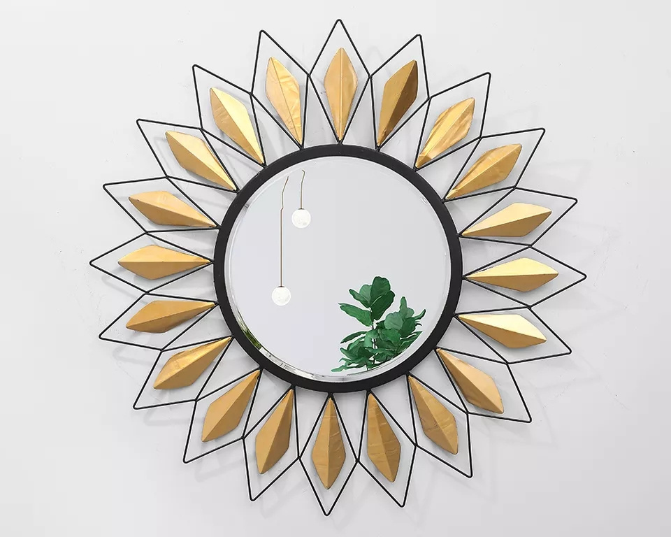 Hot selling geometric decorative mirrors furniture living room metal wall hanging art mirrors framed luxury decorative mirrors