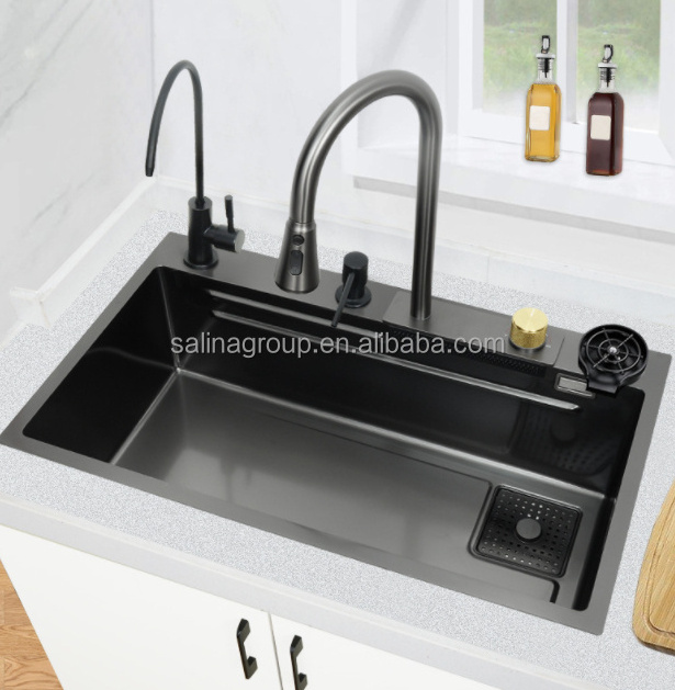 Factory Direct Selling Cheap Waterfall Kitchen Faucet 201 Stainless Steel Kitchen Sink