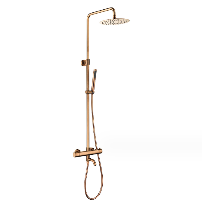 Hot Sale  SUS 304 Brass Valve temperature thermostatic Gold over head salon Adjustable thermostatic Gold shower Faucet Sets