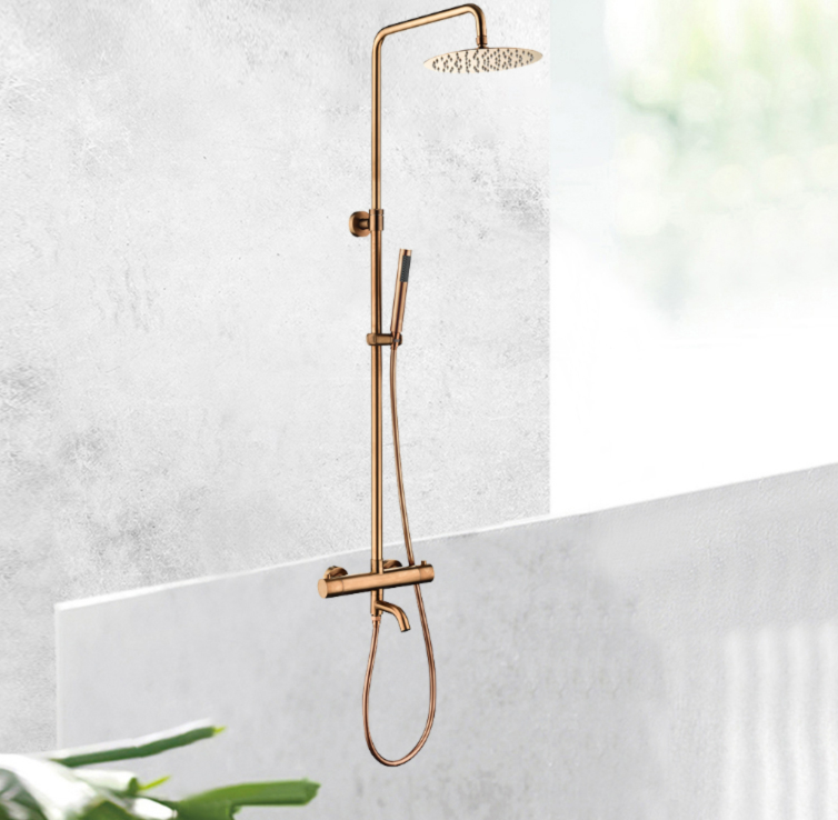 Hot Sale  SUS 304 Brass Valve temperature thermostatic Gold over head salon Adjustable thermostatic Gold shower Faucet Sets