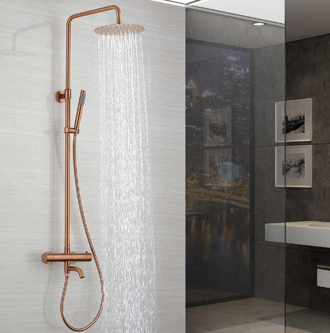 Hot Sale  SUS 304 Brass Valve temperature thermostatic Gold over head salon Adjustable thermostatic Gold shower Faucet Sets