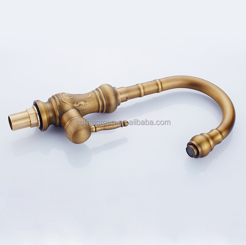 Hot selling retro creative copper antique water basin faucet  hot and cold bathroom faucet