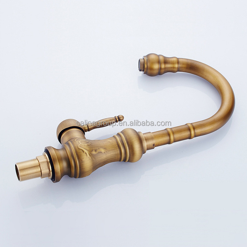 Hot selling retro creative copper antique water basin faucet  hot and cold bathroom faucet