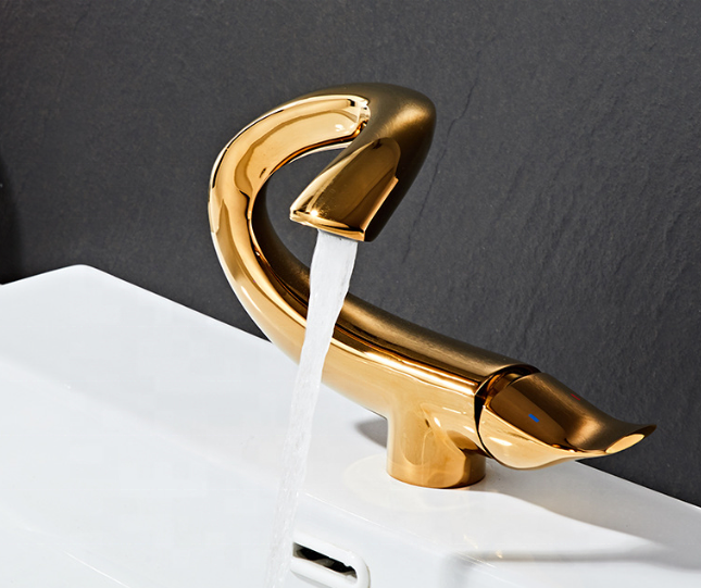 New type of brushed gold basin faucet bathroom faucet  single bar cold and hot sink faucet