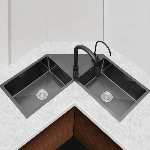 Modern stainless steel unique handmade corner kitchen sink stainless steel triangular kitchen sink